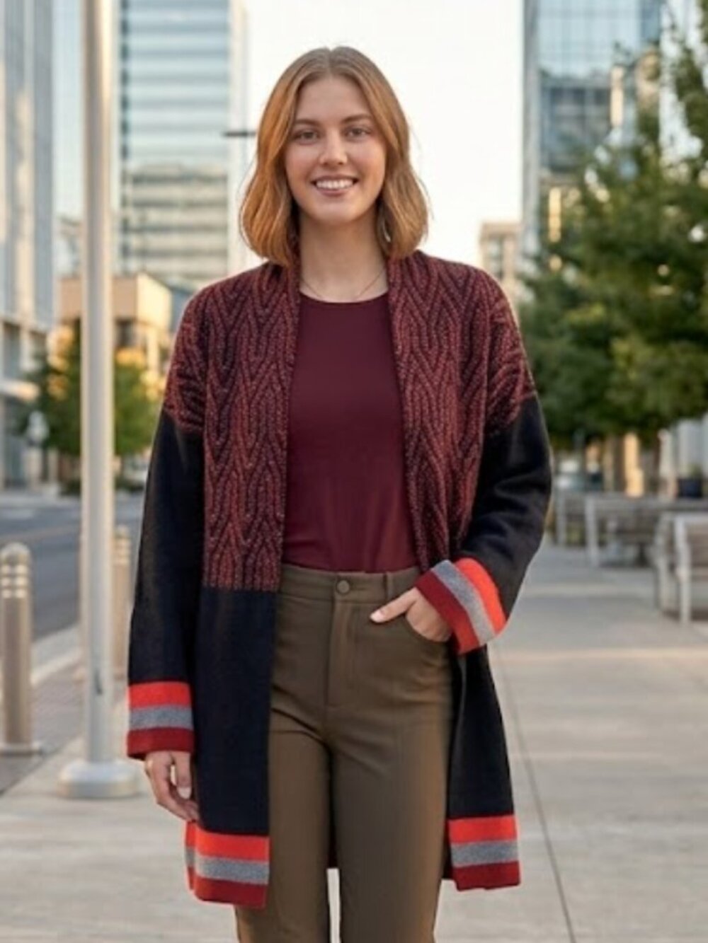 NWT Nordstrom X Vertigo Chunky Patterned Shawl Collar Cardigan Coat Large